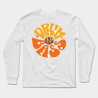 DRUM AND BASS  - Y2K Floral Font (Brown/yellow/orange) Long Sleeve T-Shirt